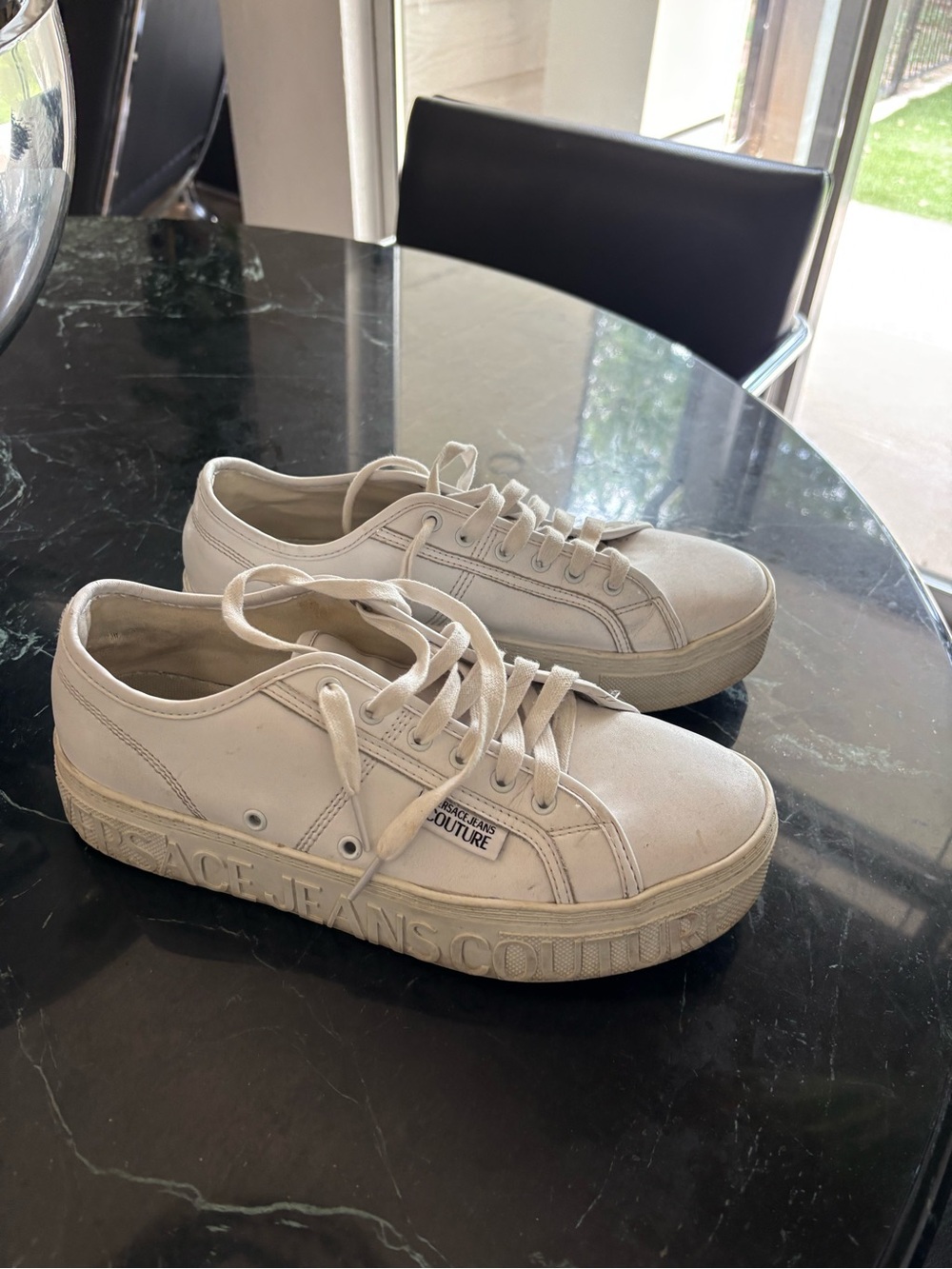Versace Jeans Collection Cream Low-Top Platform Sneakers